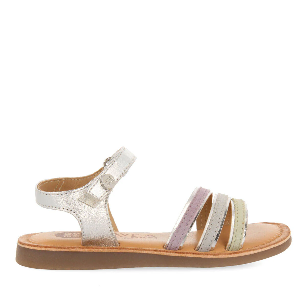 Angeja girls silver sandals with metalliciping