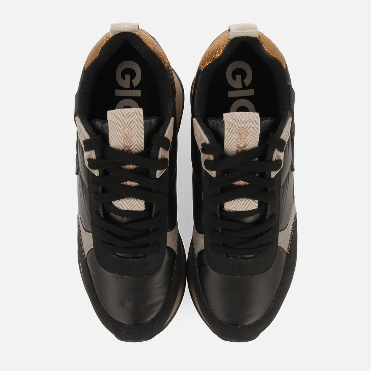 Anif women's cushioned black monochrome sneakers with details and inner wedges - Image 5