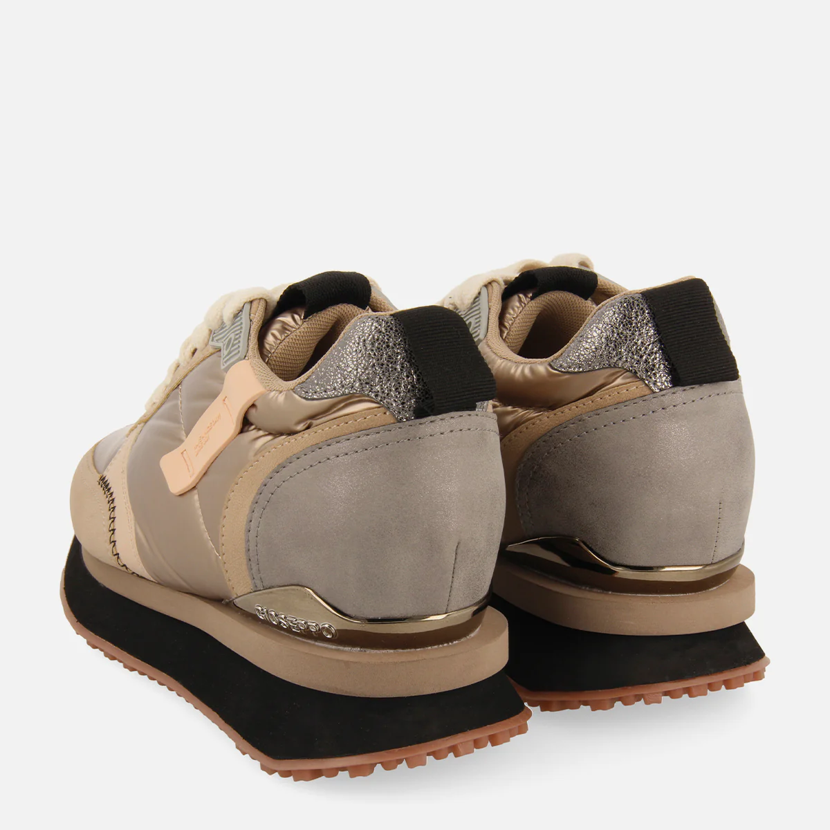 Anif women's cushioned gold monochrome sneakers with details and inner wedges - Image 3