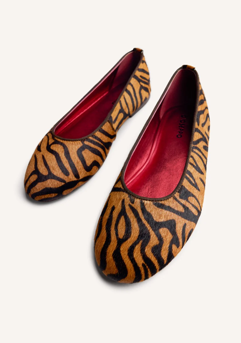 ANIMAL PRINT LEATHER BALLET FLATS CHOKIO - Image 3