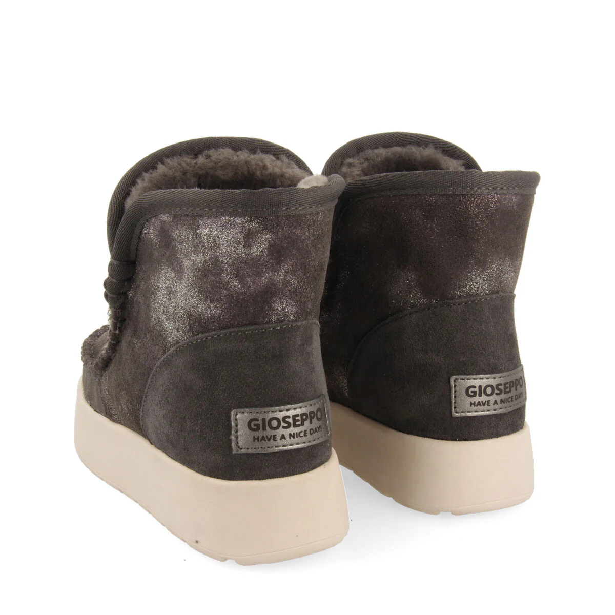 Annan women's metallic grey split-suede shearling boots - Image 4