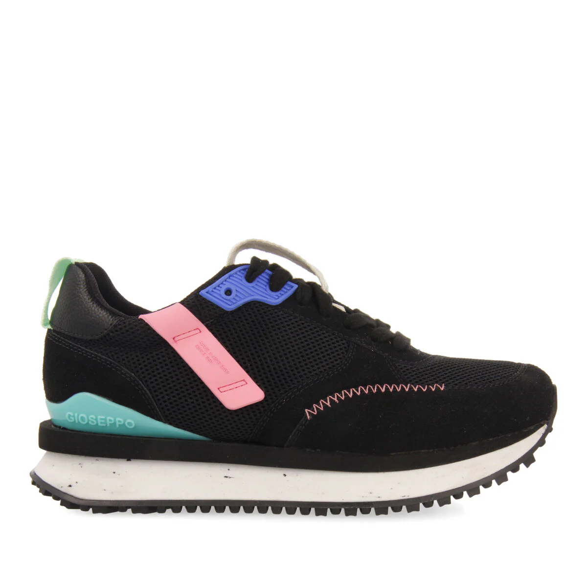 Anneot women's black sneakers with textures