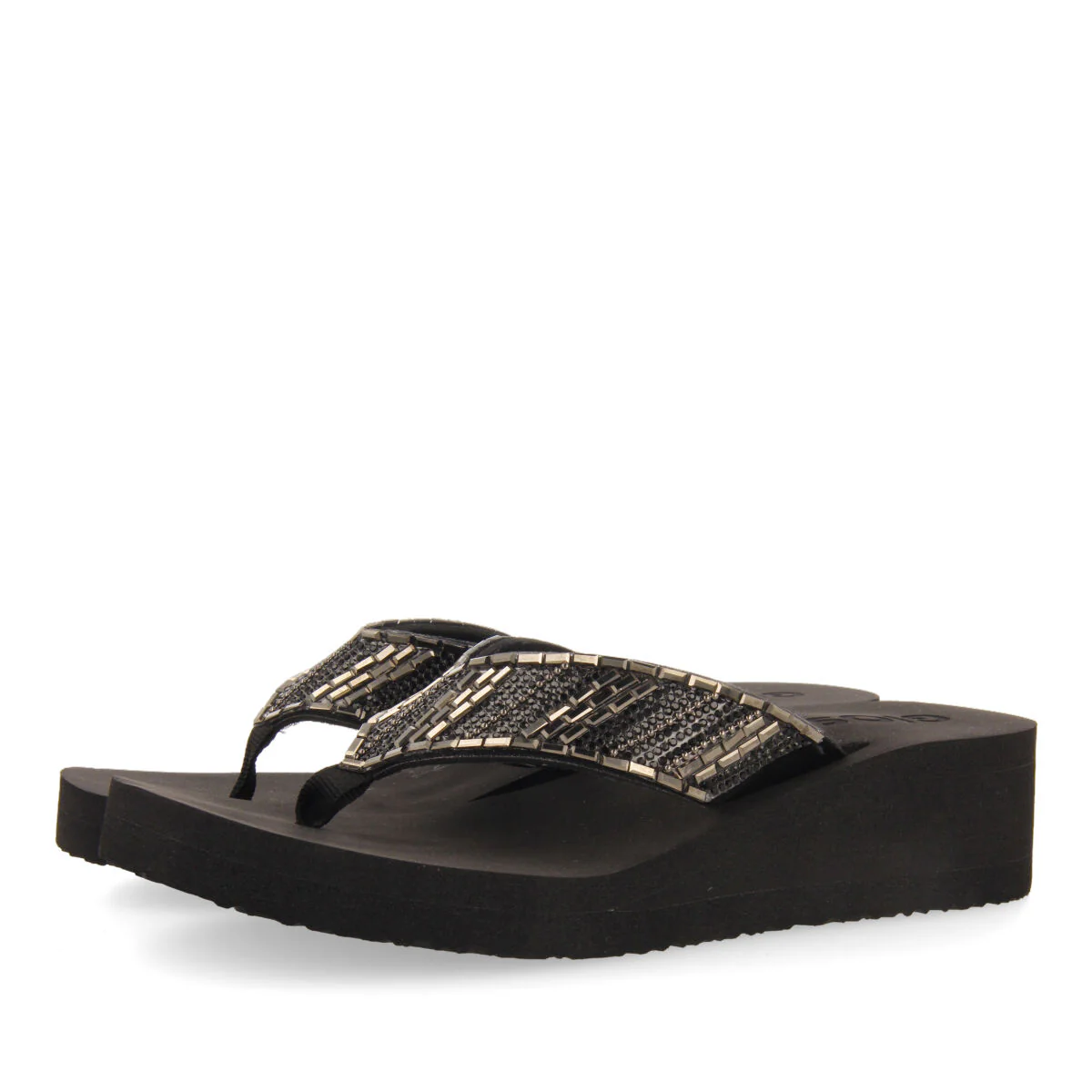 Apiaca women's black wedges with decorative stones - Image 2