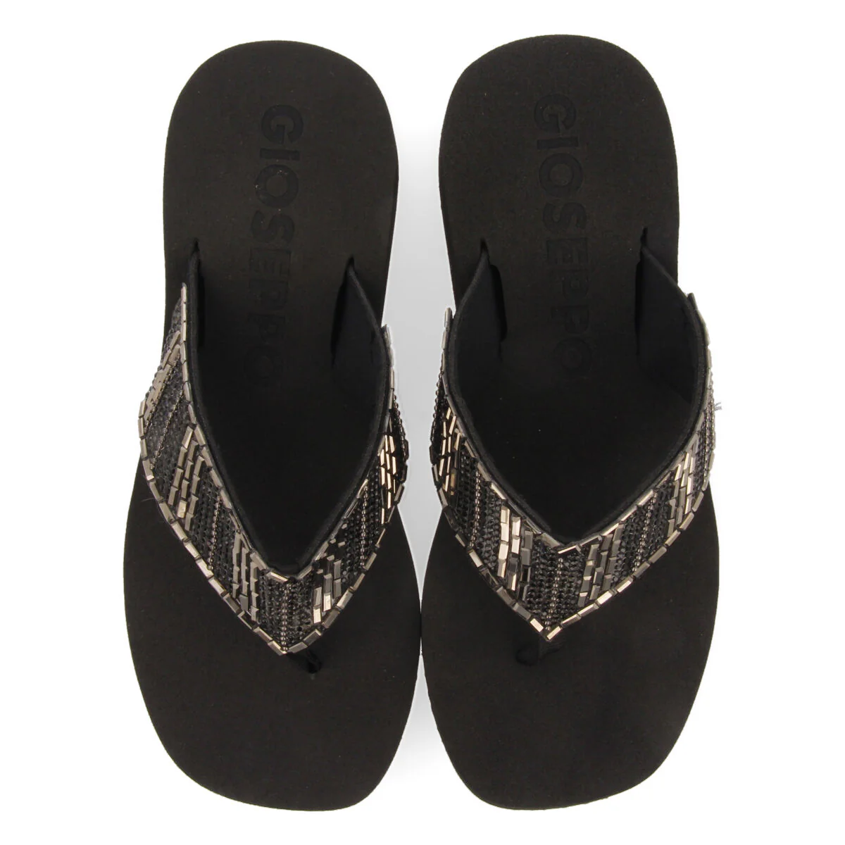 Apiaca women's black wedges with decorative stones - Image 3