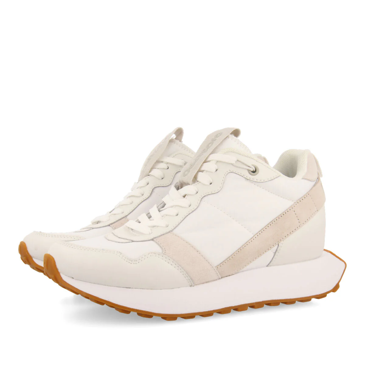 Aracai women's white retro-style sneakers with inner wedges - Image 2
