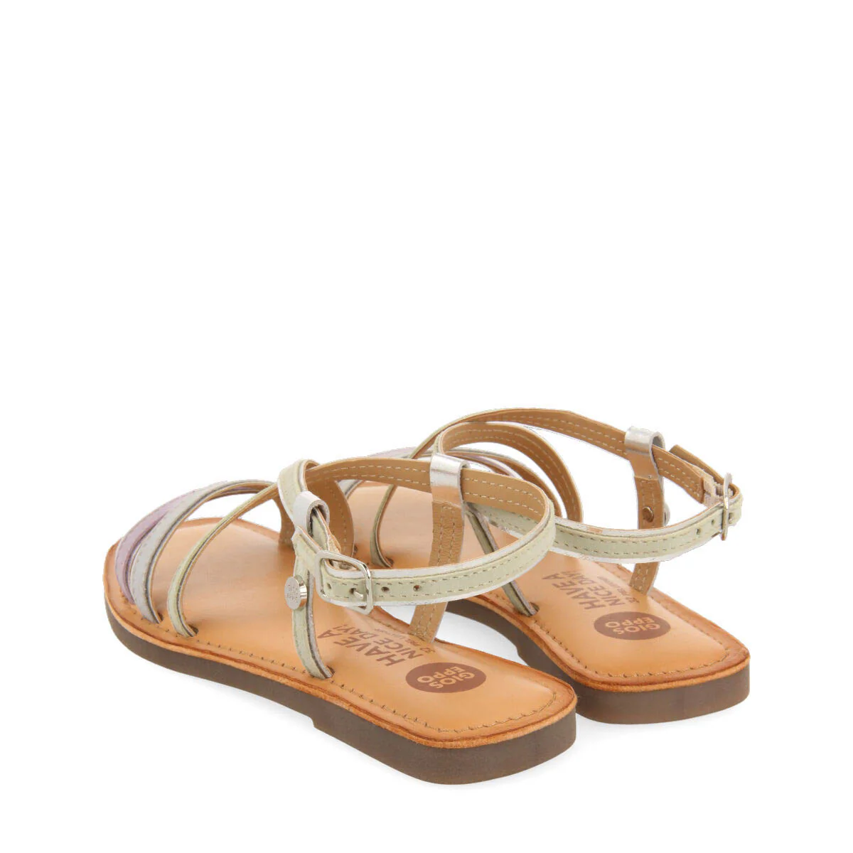 Aranc girls aquamarine sandals with metalliciping - Image 4
