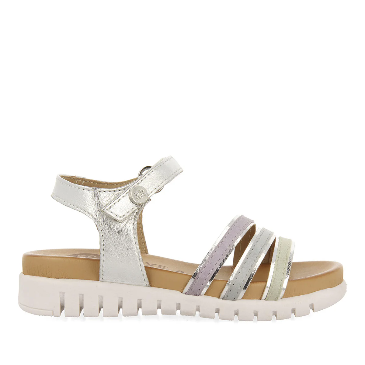 Araure girls multicoloured leather sandals with metallic silveriping - Image 3