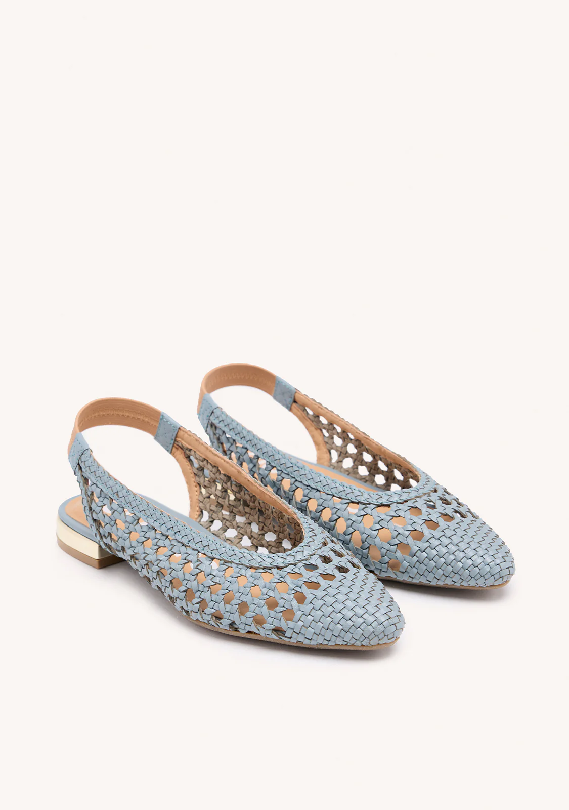 ARGIRITA WOMEN'S LIGHT BLUE LEATHER BALLET FLATS WITH BRAIDING - Image 2