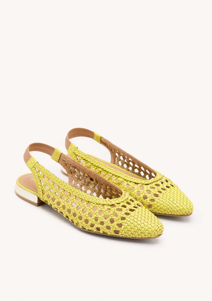 ARGIRITA WOMEN'S LIME LEATHER BALLET FLATS WITH BRAIDING - Image 2