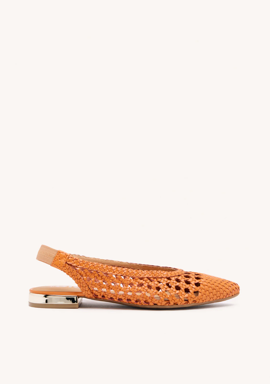 ARGIRITA WOMEN'S ORANGE LEATHER BALLET FLATS WITH BRAIDING