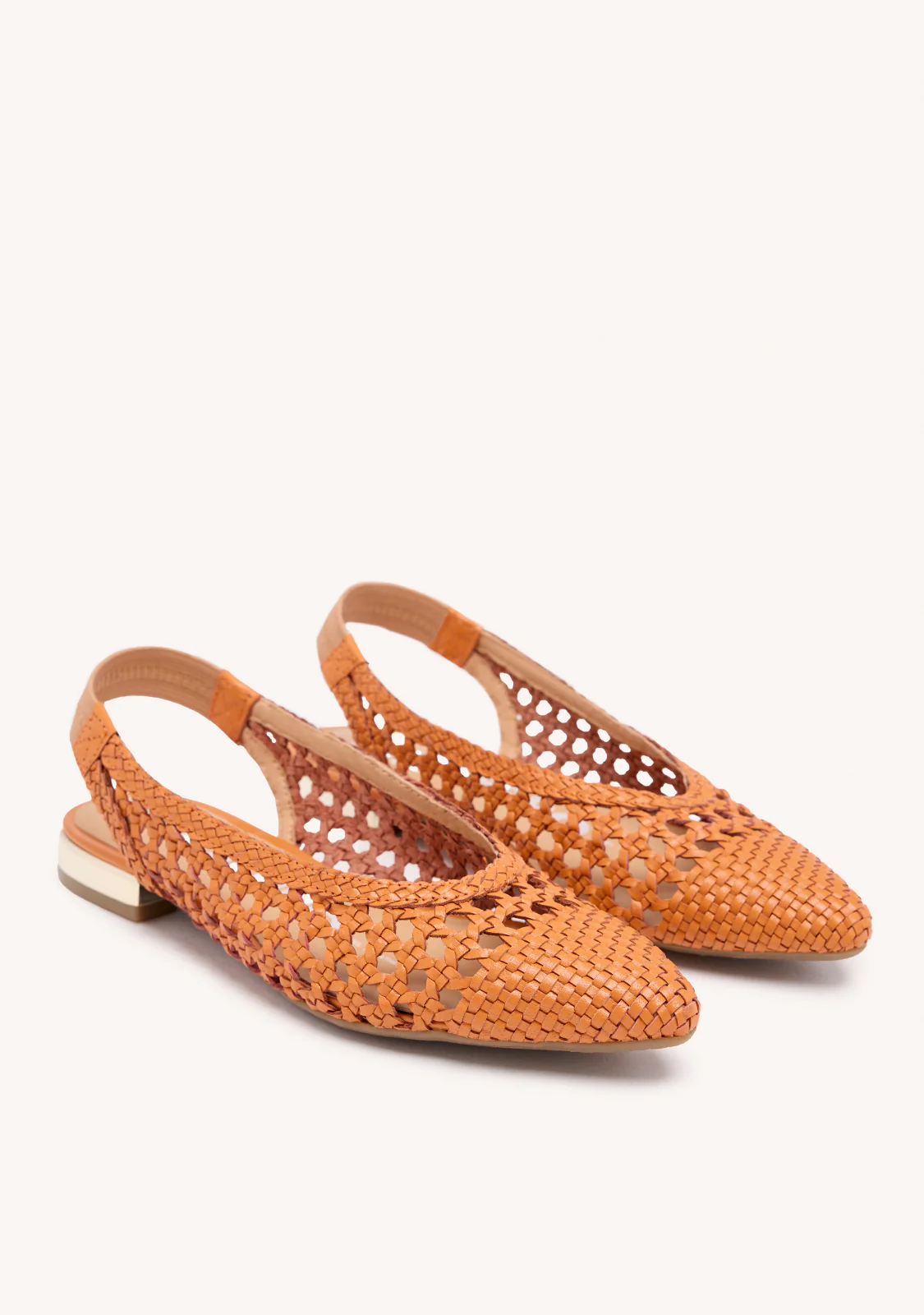 ARGIRITA WOMEN'S ORANGE LEATHER BALLET FLATS WITH BRAIDING - Image 2