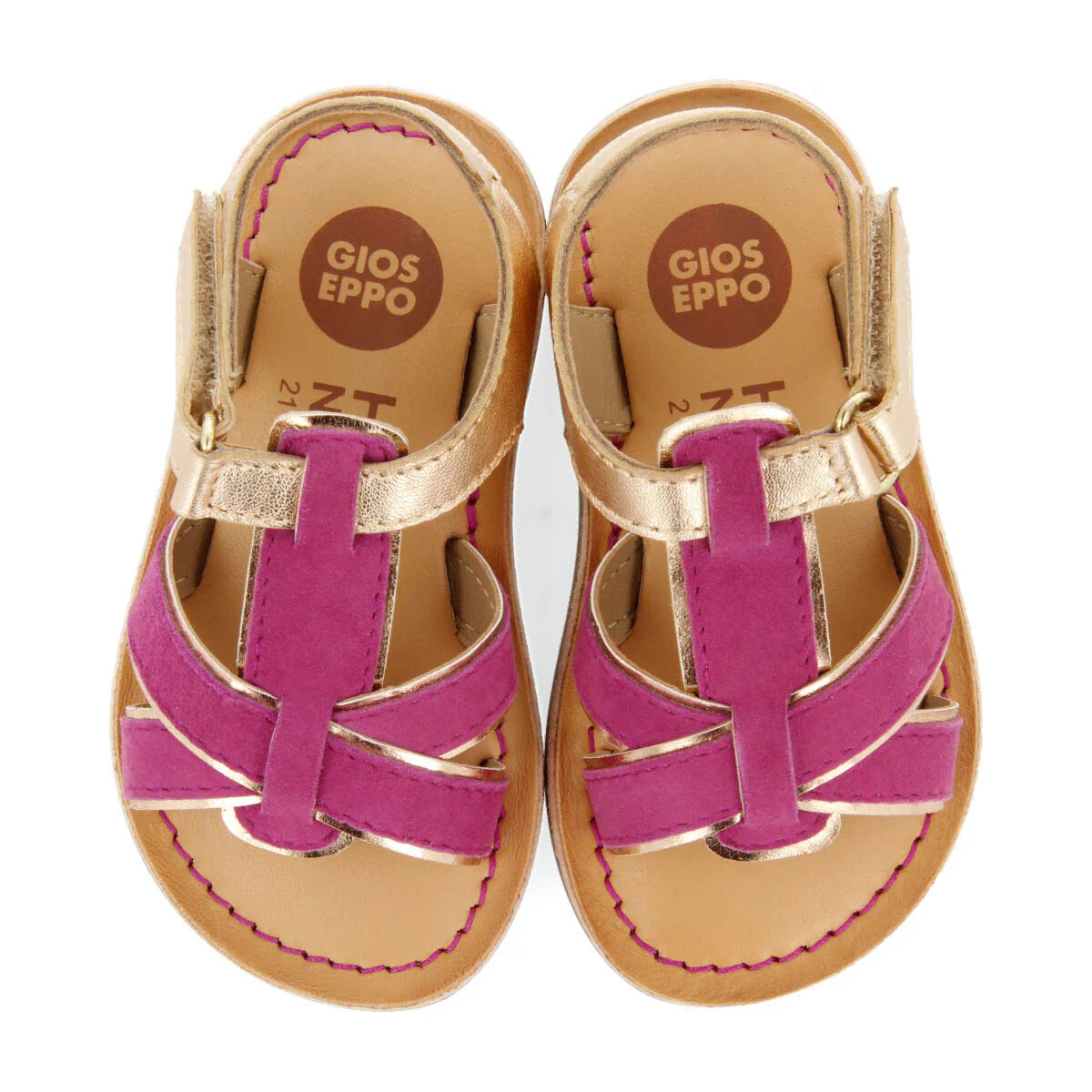 Argis girls fuchsia leather sandals with decorative metalliciping - Image 3
