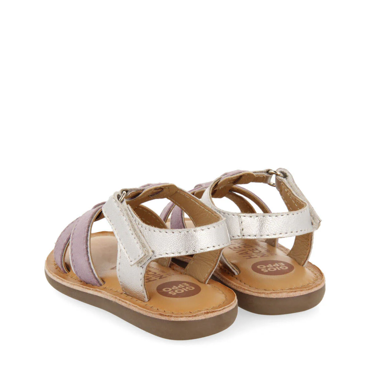 Argis girls lilac leather sandals with decorative metalliciping - Image 4