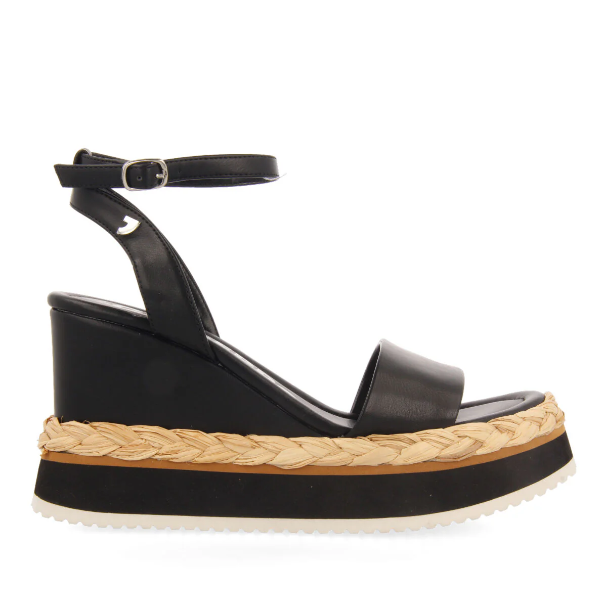 Arniquet women's black wedges with decorative braiding