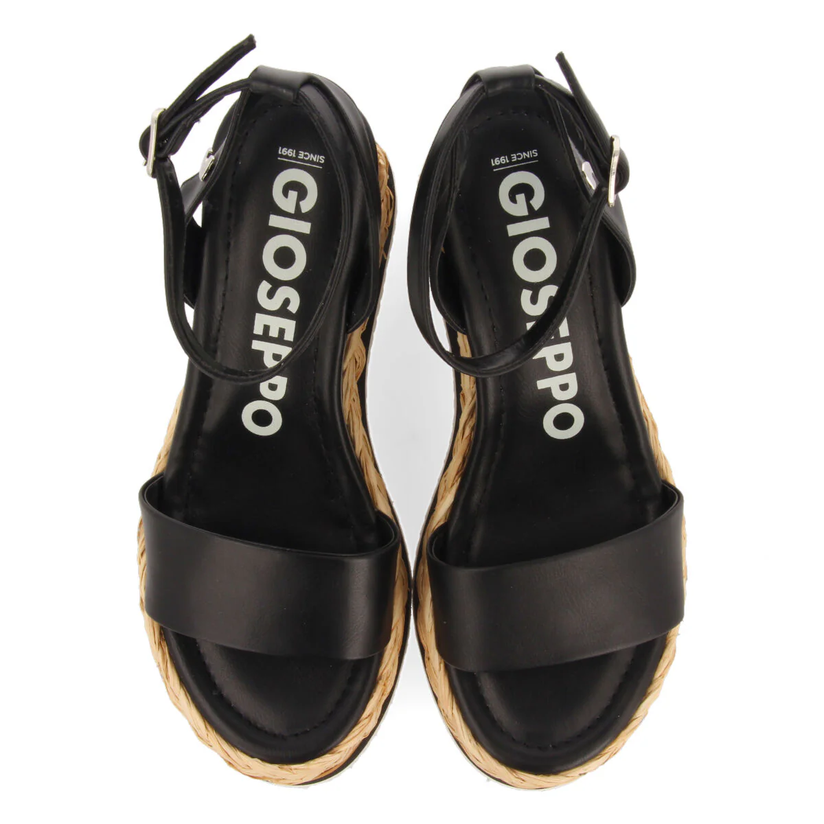 Arniquet women's black wedges with decorative braiding - Image 3