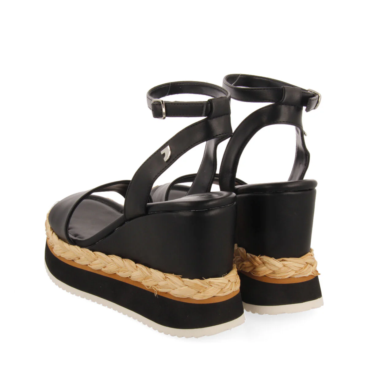 Arniquet women's black wedges with decorative braiding - Image 4