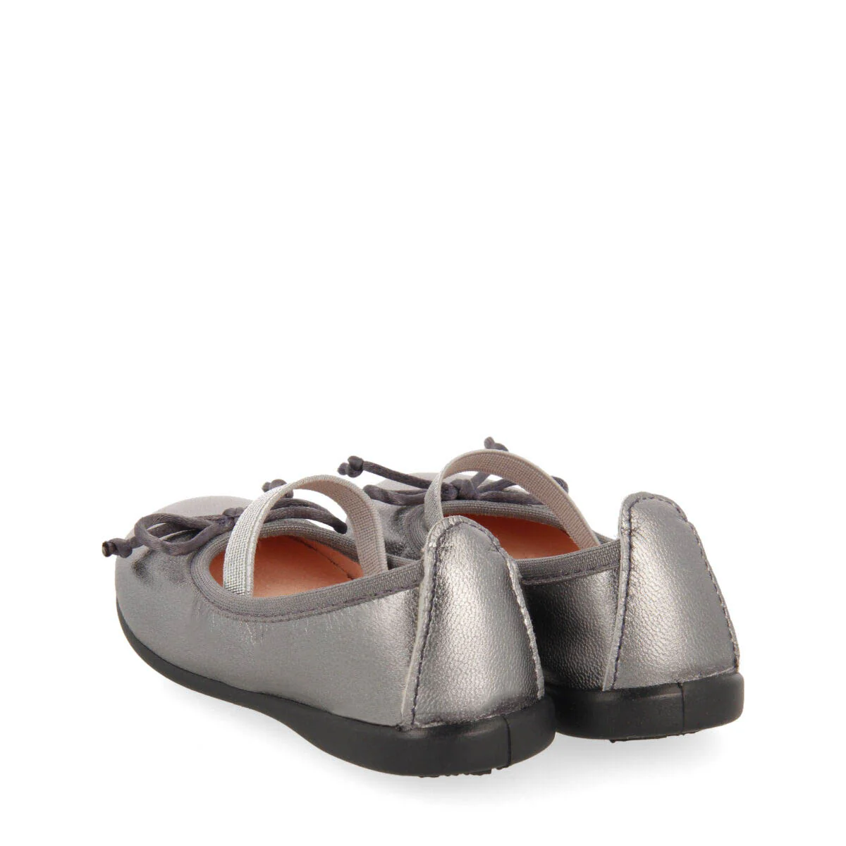 Arnoya girls' dark silver leather ballet flats - Image 4