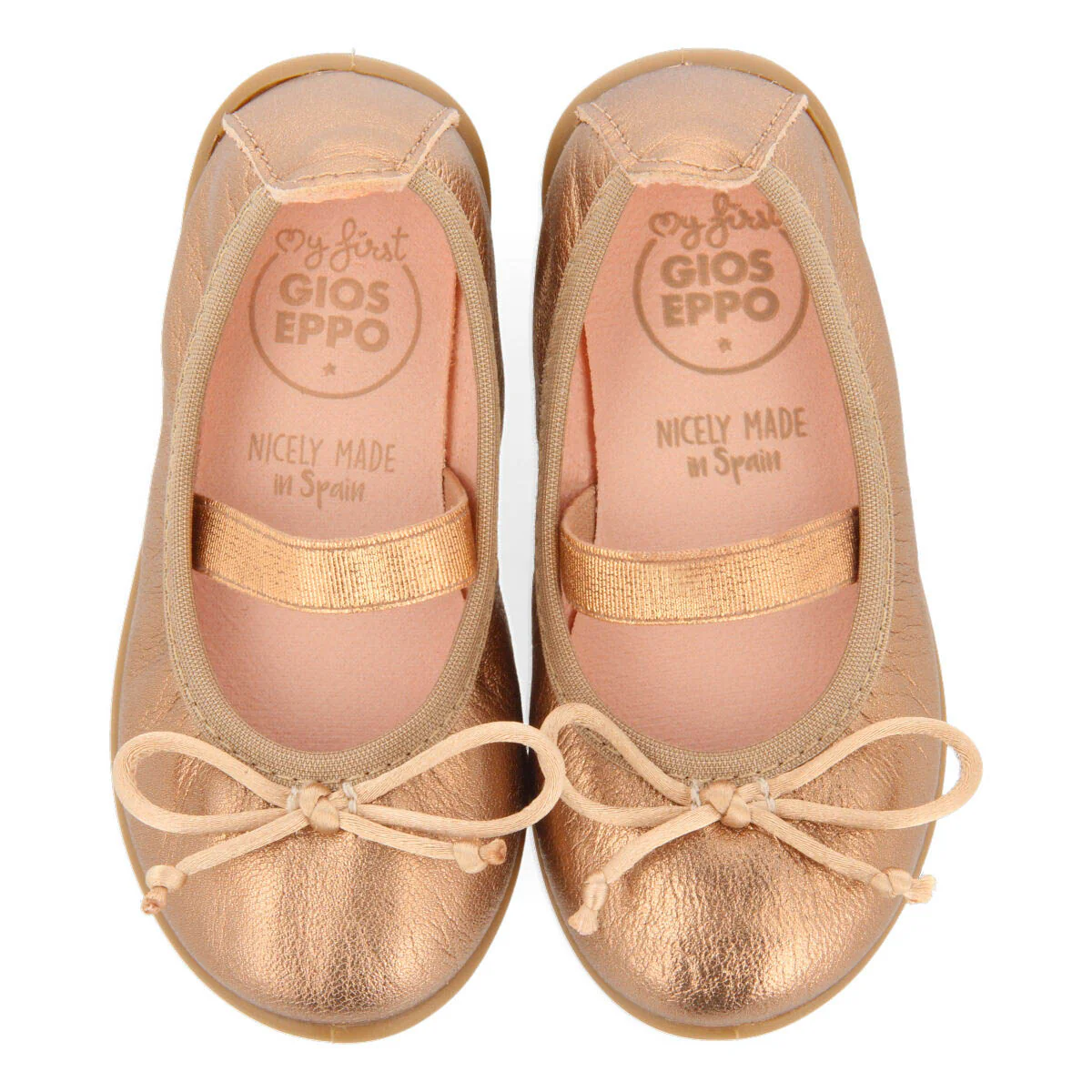 Arnoya girls' rose gold leather ballet flats - Image 3