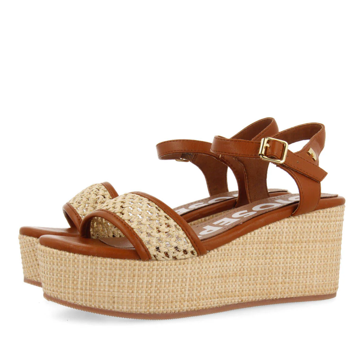 Asquins women's platform sandals with beige mesh - Image 2