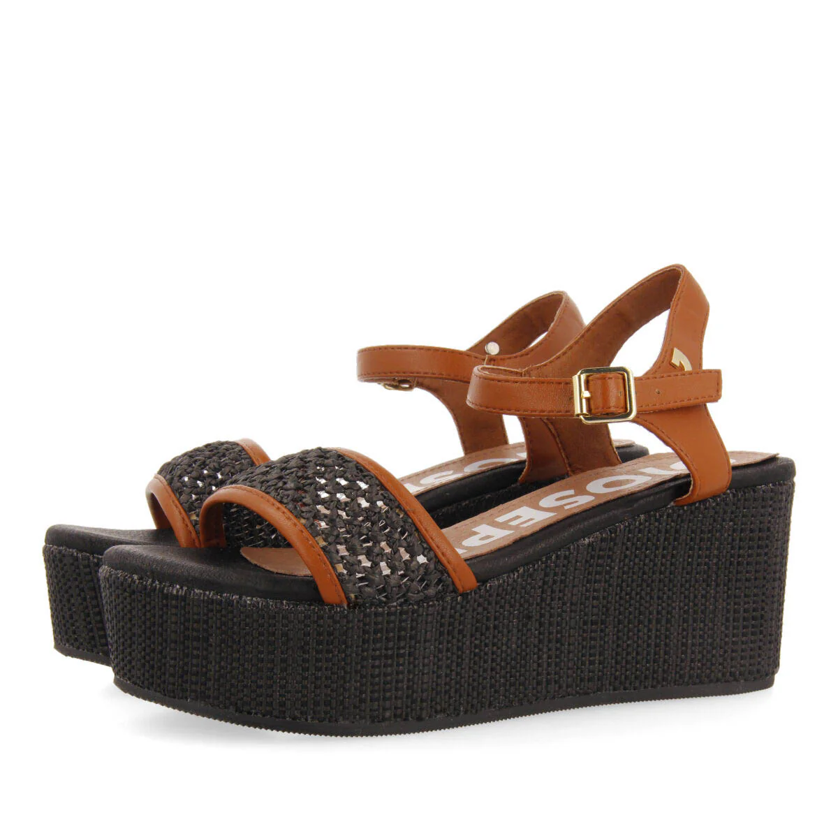 Asquins women's platform sandals with black mesh - Image 2