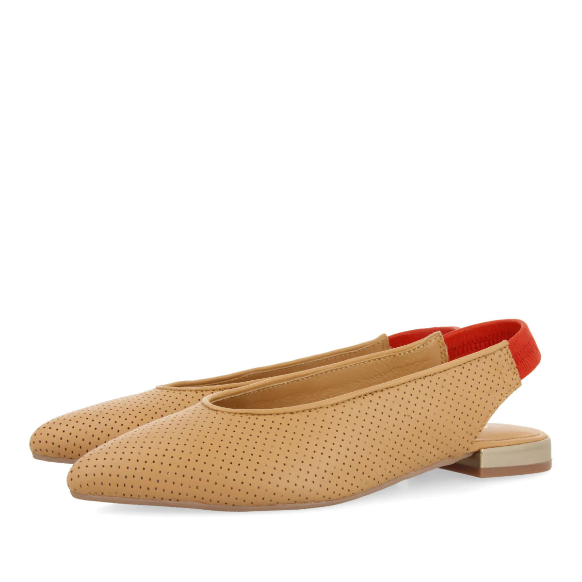 Ataleia women's camel elasticated slingback ballet flats - Image 2