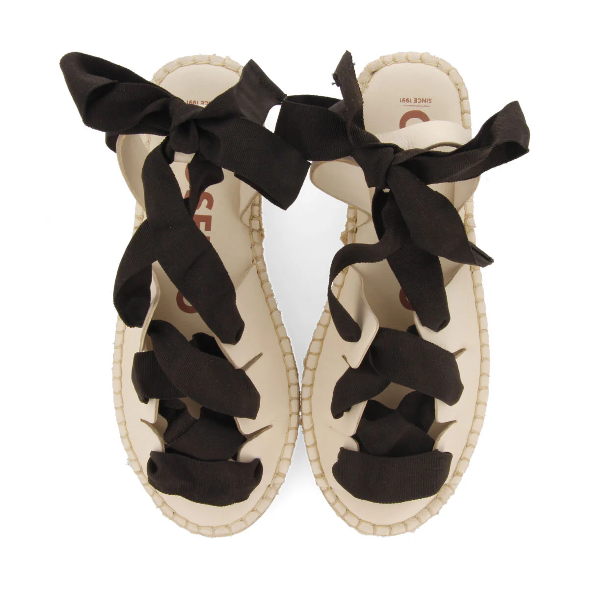 Atibaia women's off-white leather espadrilles with ties - Image 4