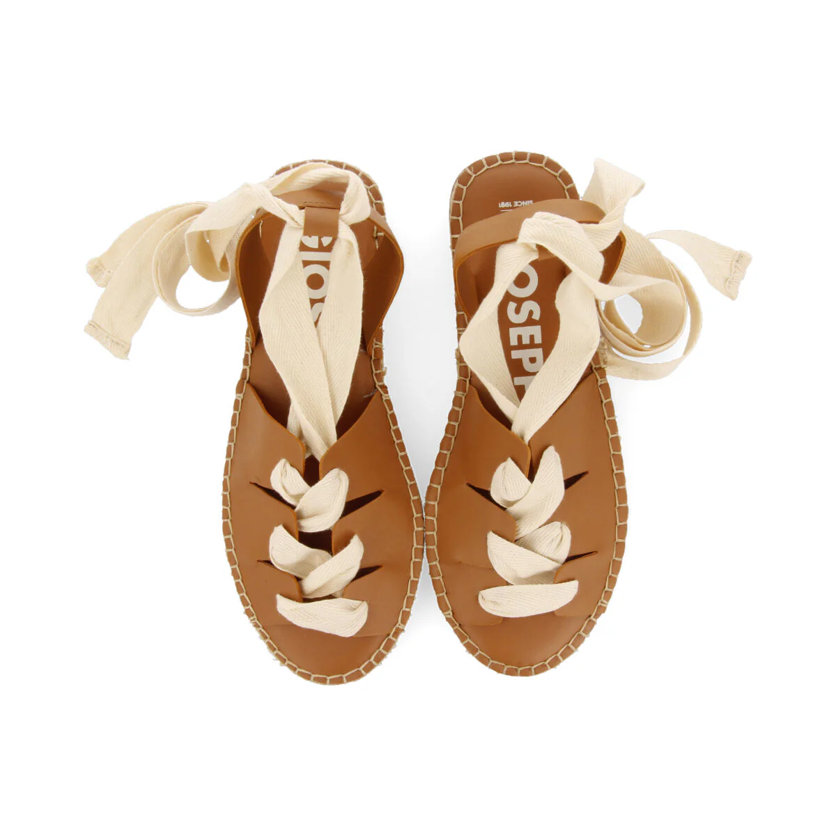 Atibaia women's tan leather espadrilles with ties - Image 4