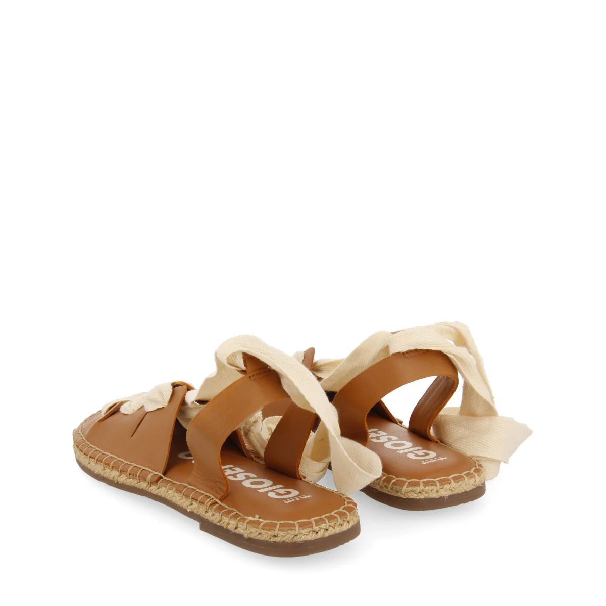 Atibaia women's tan leather espadrilles with ties - Image 5
