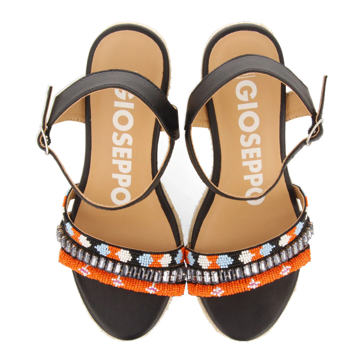 Bacoor women's multicoloured sandals with decorative tassels and jute wedges - Image 4