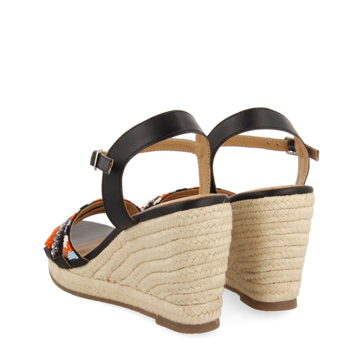 Bacoor women's multicoloured sandals with decorative tassels and jute wedges - Image 5