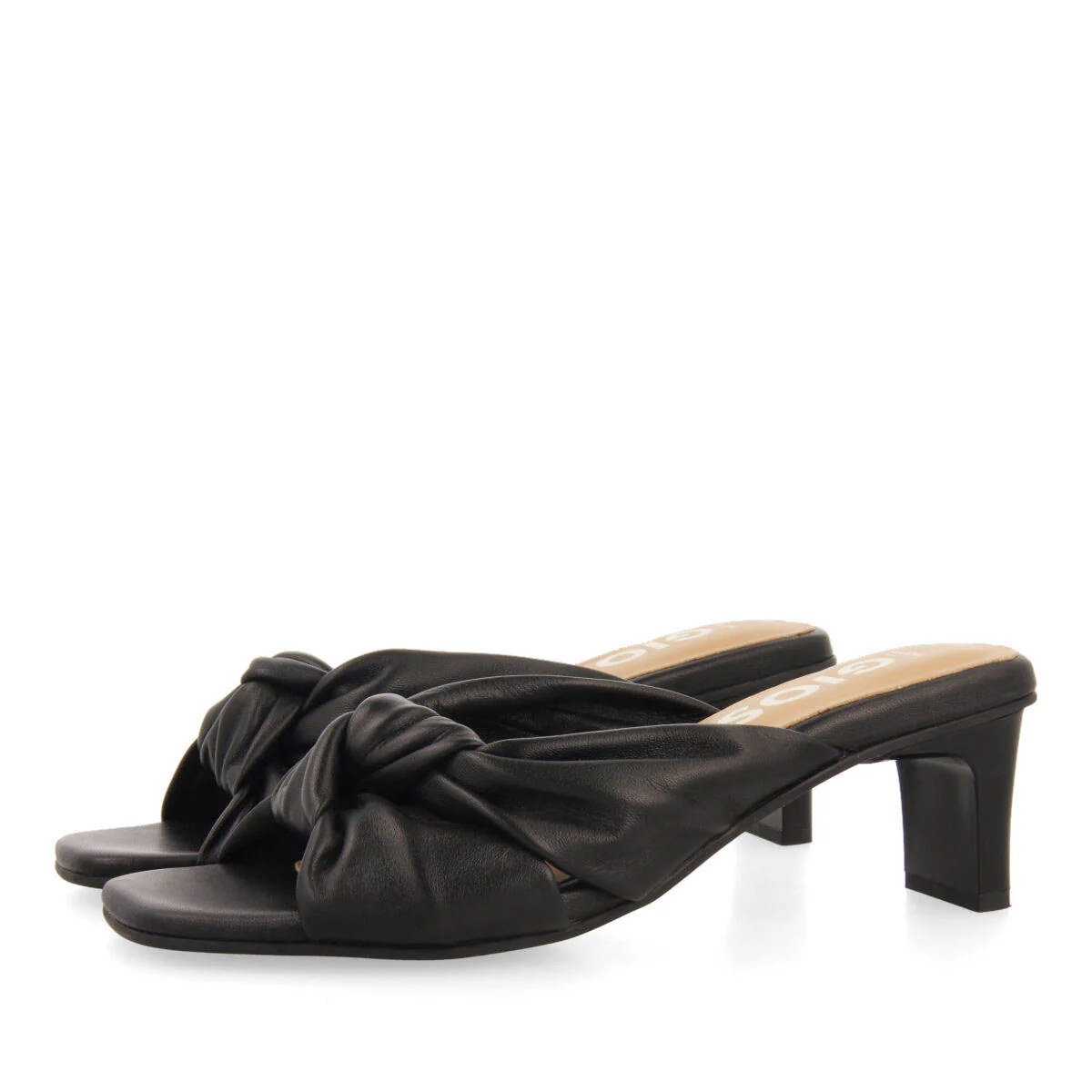 Bahge women's black leather sandals with knots - Image 2