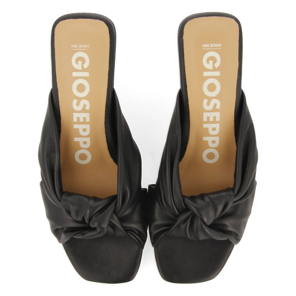 Bahge women's black leather sandals with knots - Image 3