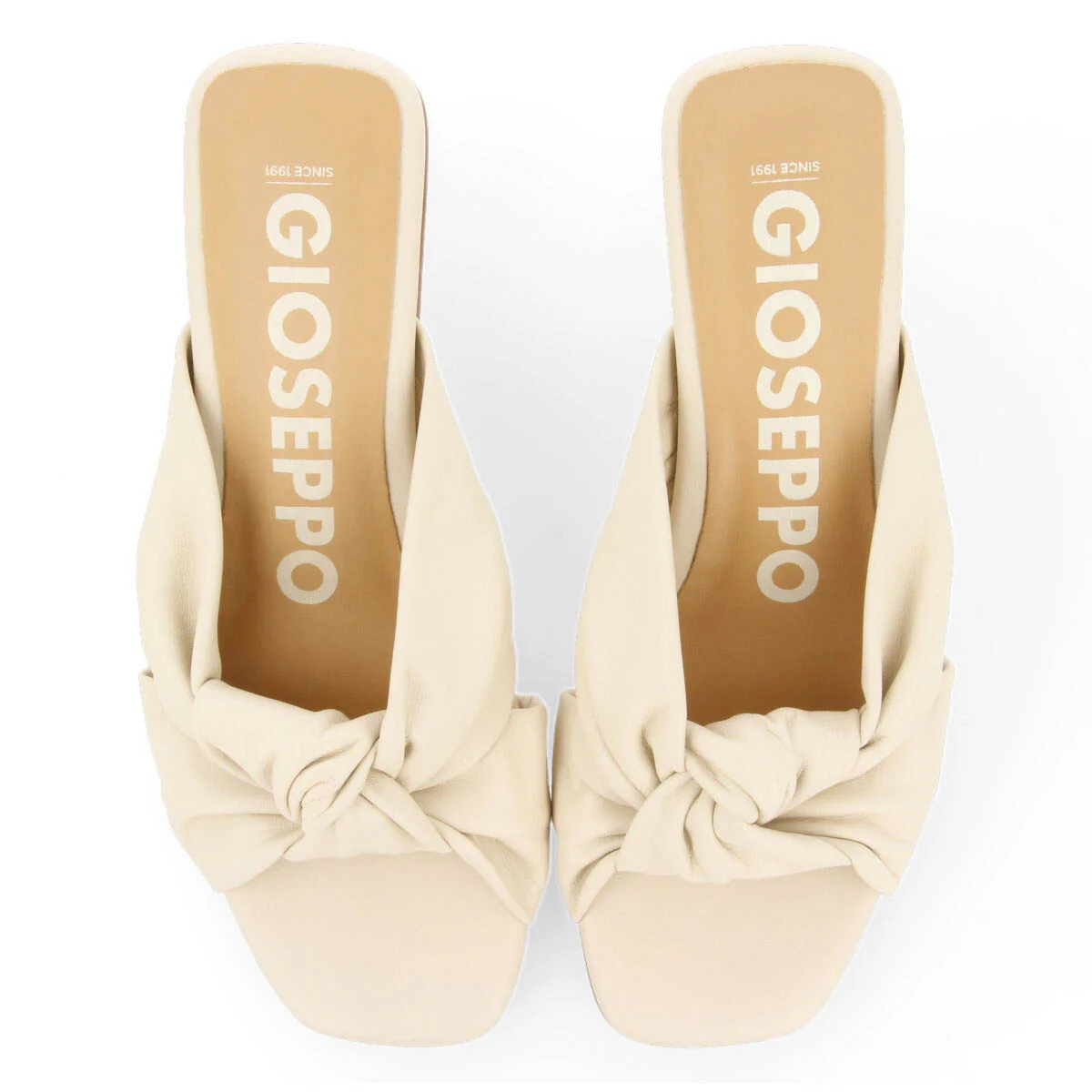 Bahge women's off-white leather sandals with knots - Image 3