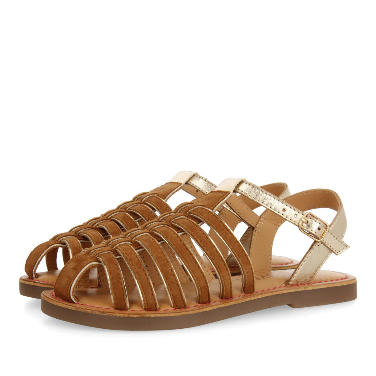 Baillif girls tan leather multi strap sandals - Image 2