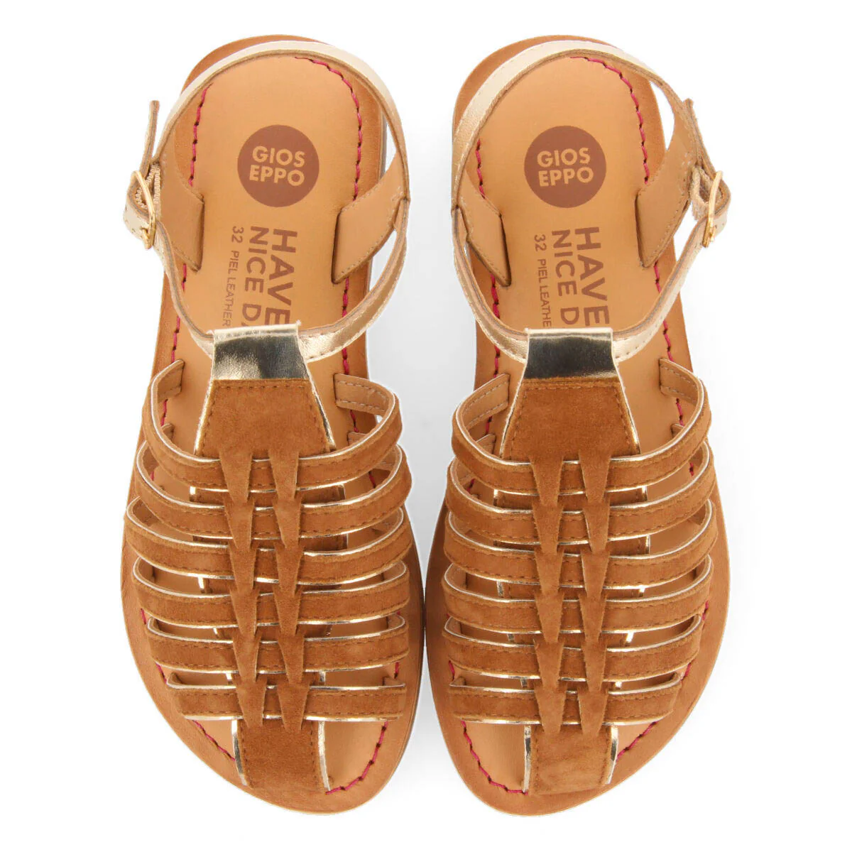 Baillif girls tan leather multi strap sandals - Image 3