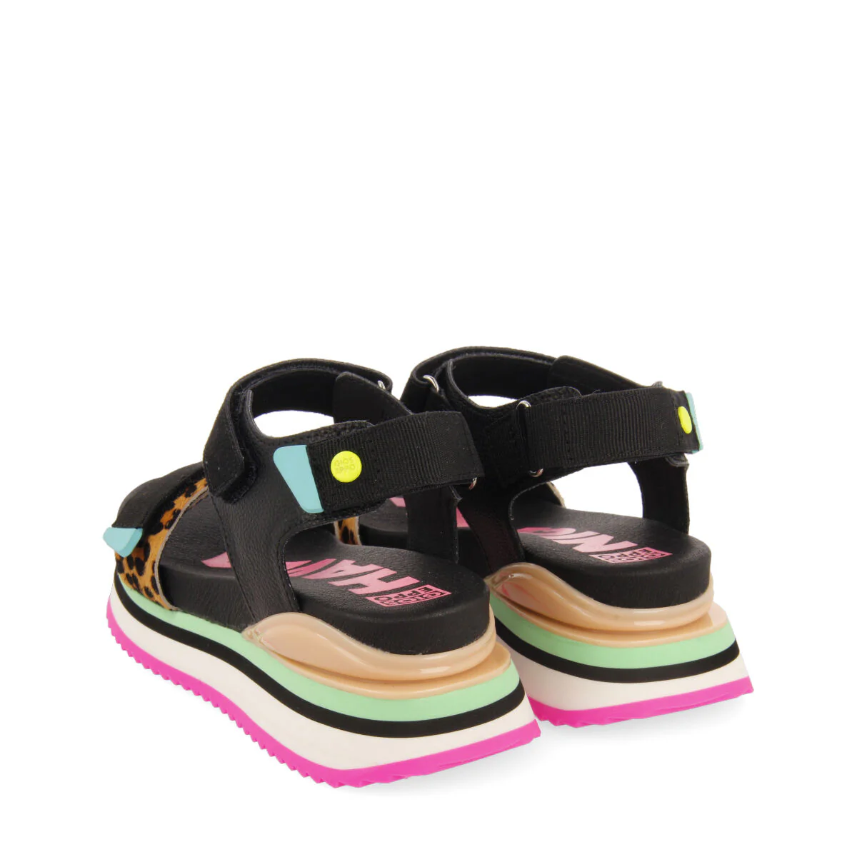 Baldim girls sandals with black and animalrint adjustable straps - Image 4