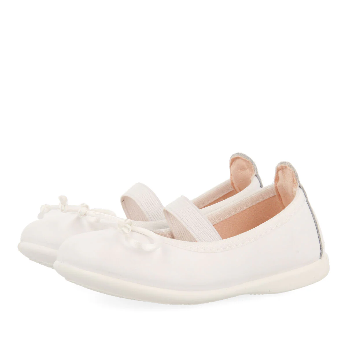 Bancigny girls white leather ballet flats - Image 2