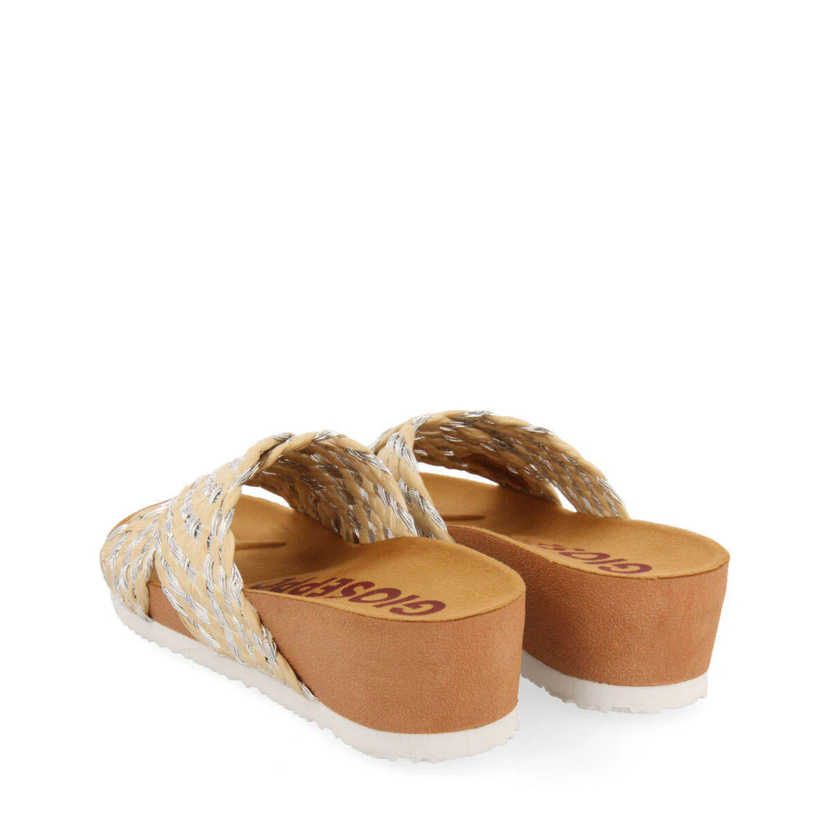 Bandrele women's footbed sandals with raffia and silver straps - Image 4