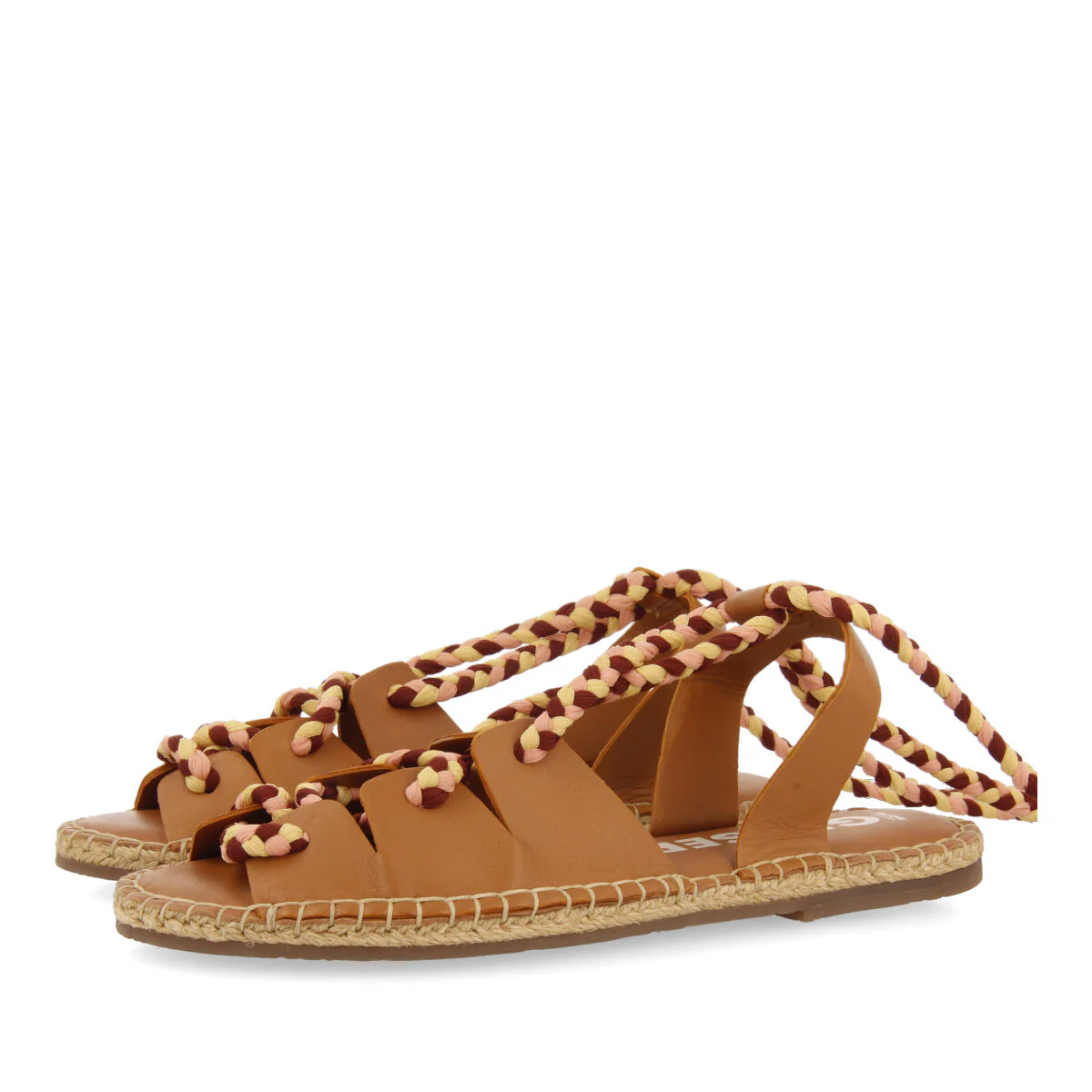 Bani women's tan leather espadrilles with braided ties - Image 3