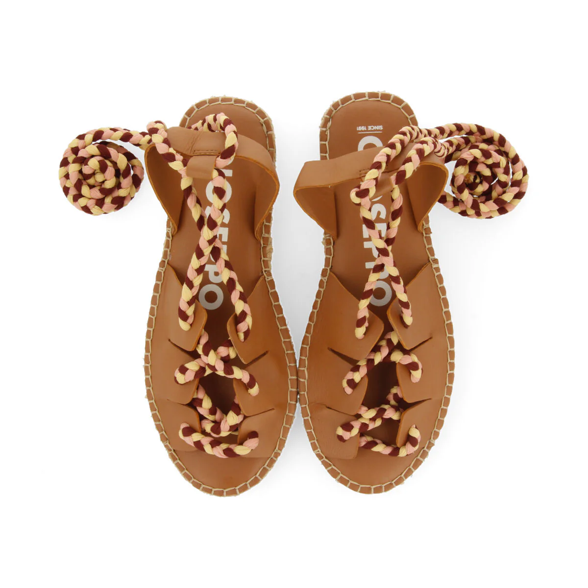 Bani women's tan leather espadrilles with braided ties - Image 4