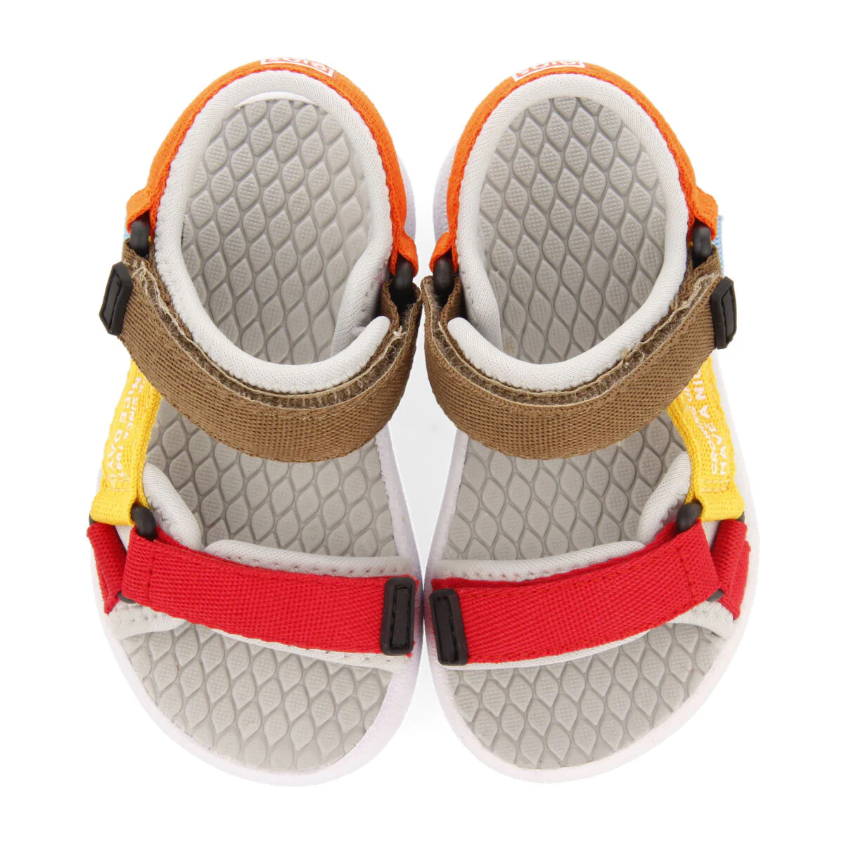 Bardon babies grey sports sandals with multicoloured ties - Image 3