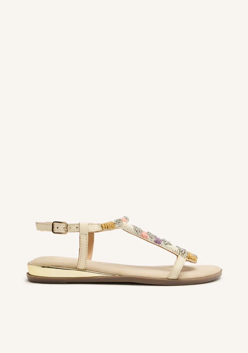 BEADED LEATHER FLAT SANDALS TILTON
