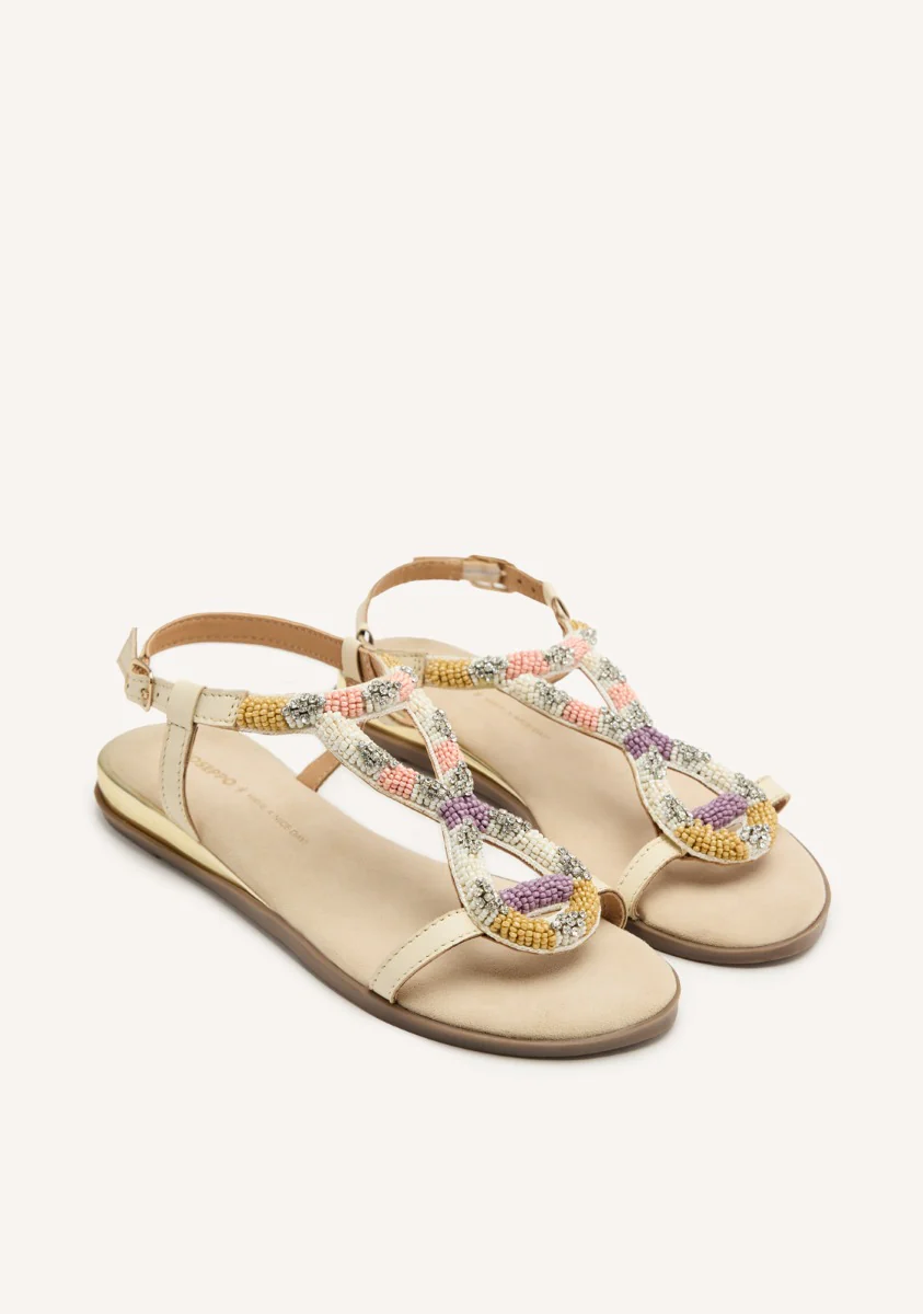 BEADED LEATHER FLAT SANDALS TILTON - Image 2
