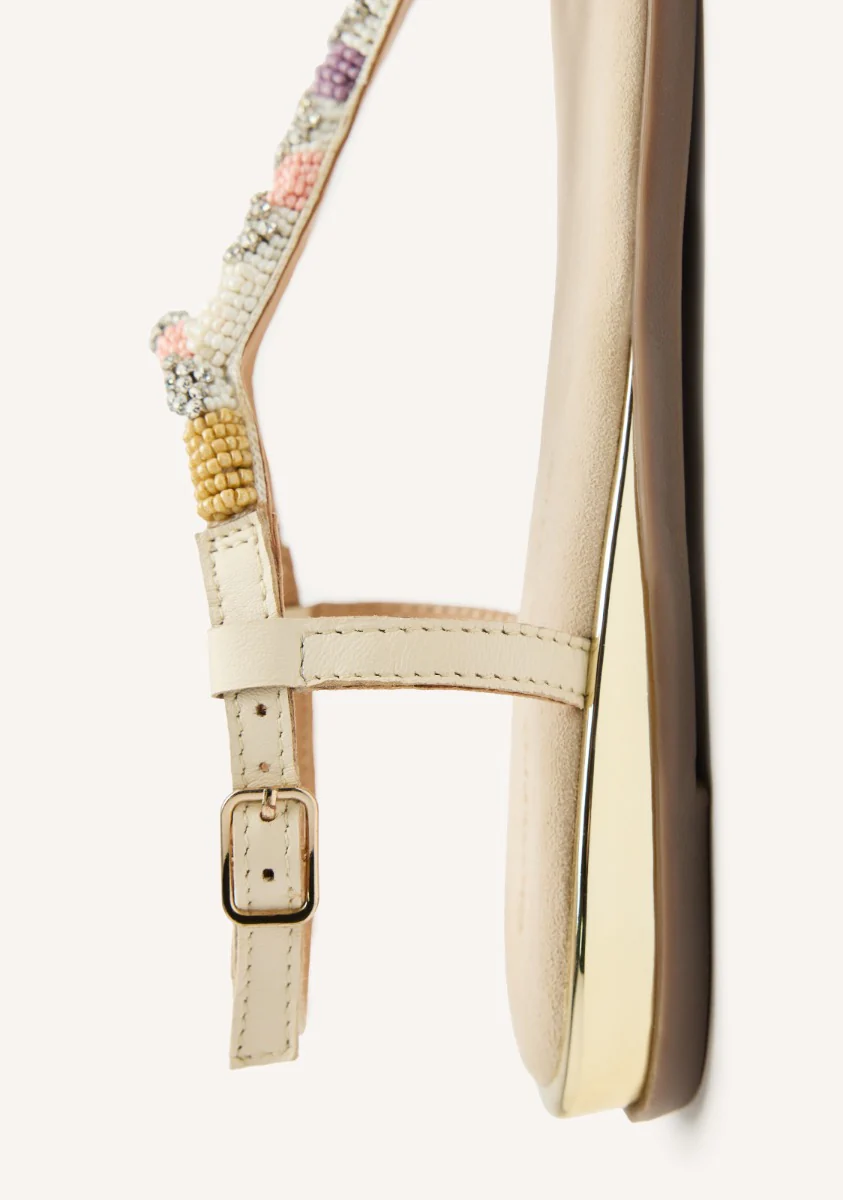 BEADED LEATHER FLAT SANDALS TILTON - Image 3