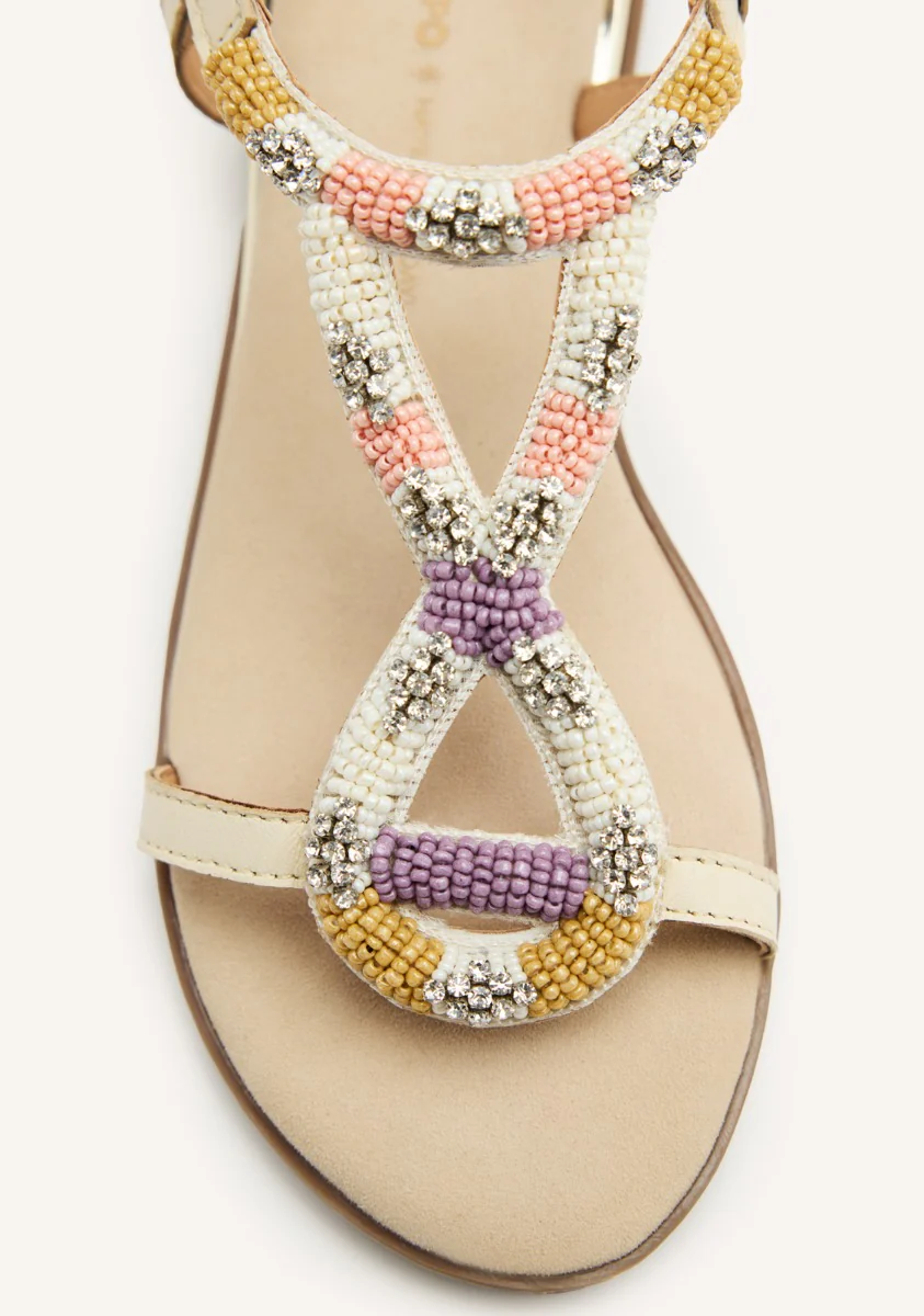 BEADED LEATHER FLAT SANDALS TILTON - Image 4
