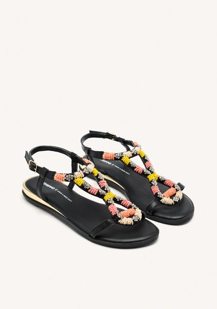 BEADED LEATHER FLAT SANDALS TILTON - Image 2