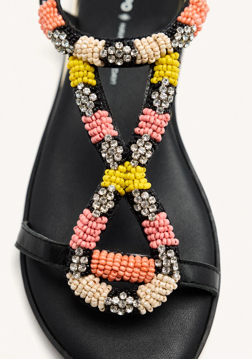 BEADED LEATHER FLAT SANDALS TILTON - Image 3