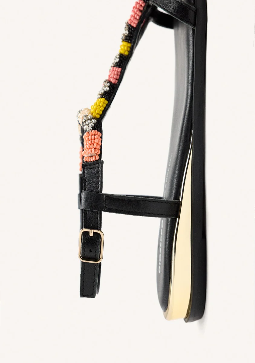 BEADED LEATHER FLAT SANDALS TILTON - Image 4