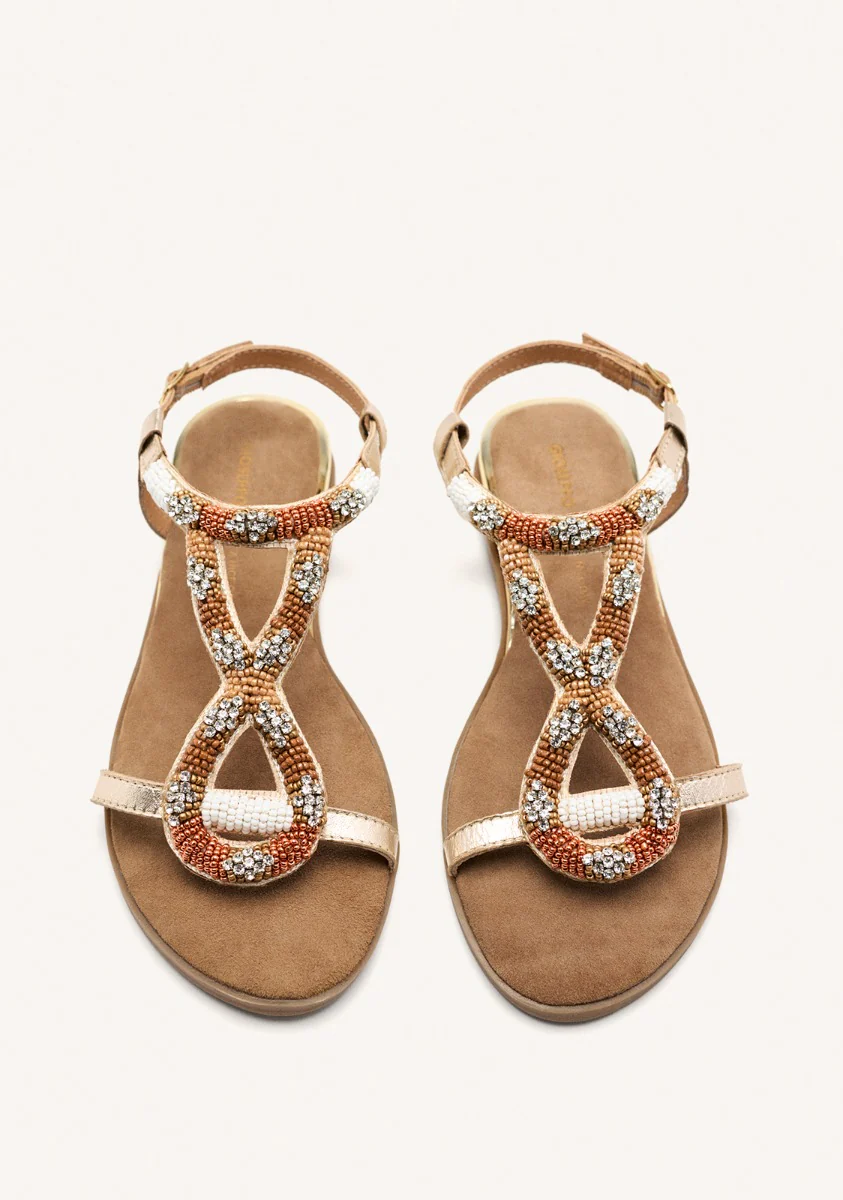 BEADED LEATHER FLAT SANDALS TILTON - Image 2
