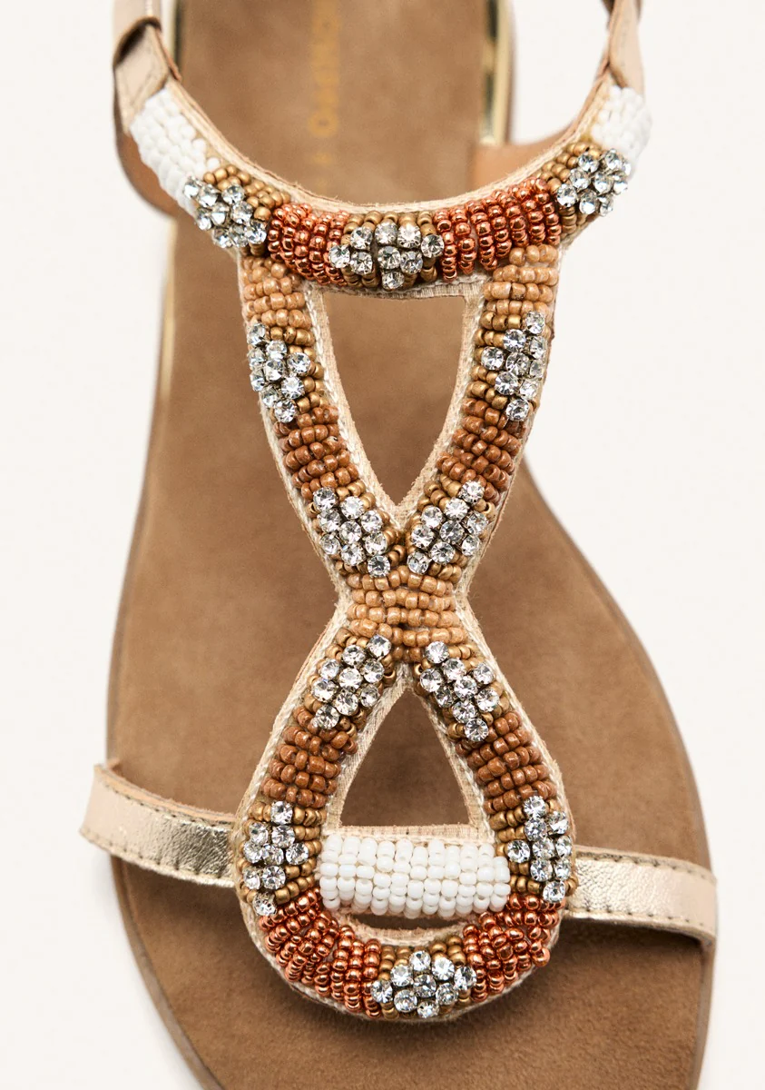 BEADED LEATHER FLAT SANDALS TILTON - Image 3